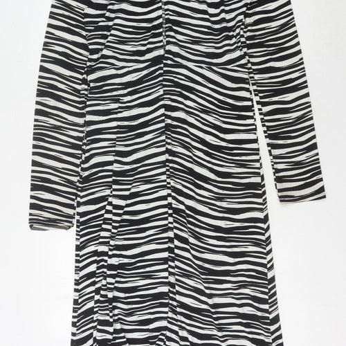 Warehouse Women's Black Asymmetric Animal Print Dress