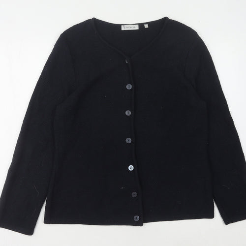Bicalla Womens Black Cardigan L Tight-Knit Button