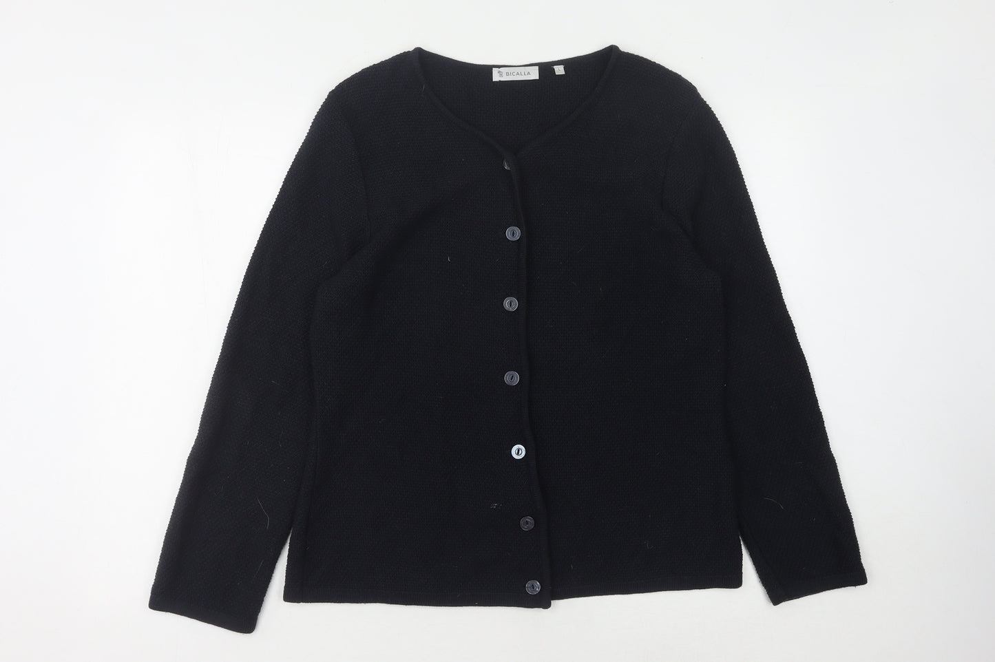 Bicalla Womens Black Cardigan L Tight-Knit Button