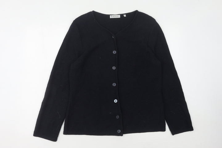 Bicalla Womens Black Cardigan L Tight-Knit Button