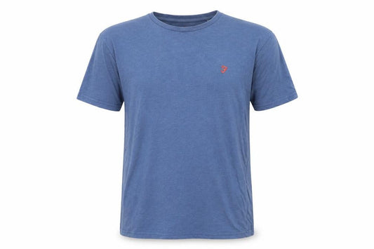 Front view of Farah Men's Blue Medium Crew Neck T-Shirt