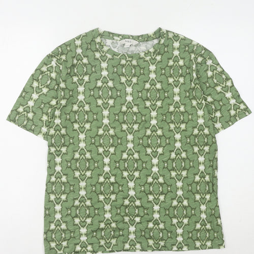 Marks and Spencer Women's Green Geometric T-Shirt - Size 8