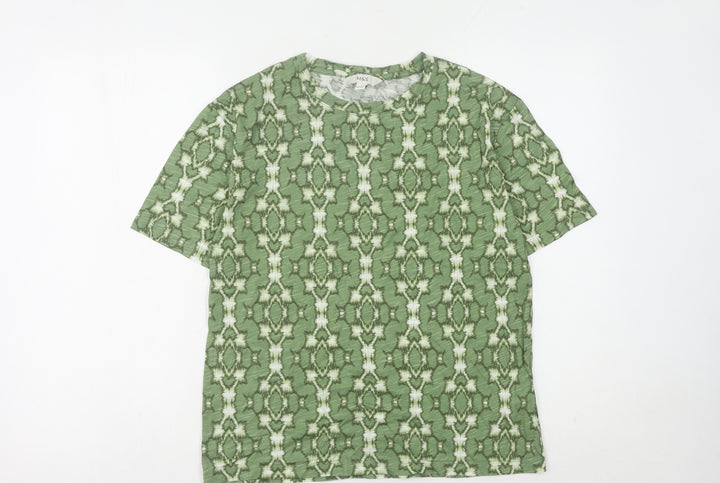 Marks and Spencer Women's Green Geometric T-Shirt - Size 8