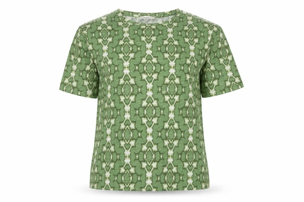 Front view of Marks & Spencer Women's Green Geometric T-Shirt -, size 8