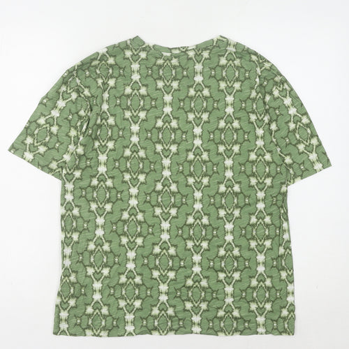 Marks and Spencer Women's Green Geometric T-Shirt - Size 8