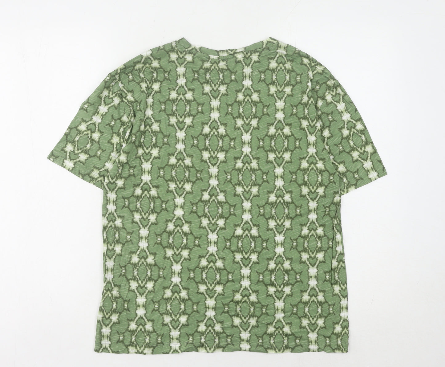 Marks and Spencer Women's Green Geometric T-Shirt - Size 8