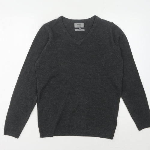 Marks and Spencer Men's Black V-Neck Pullover Jumper S