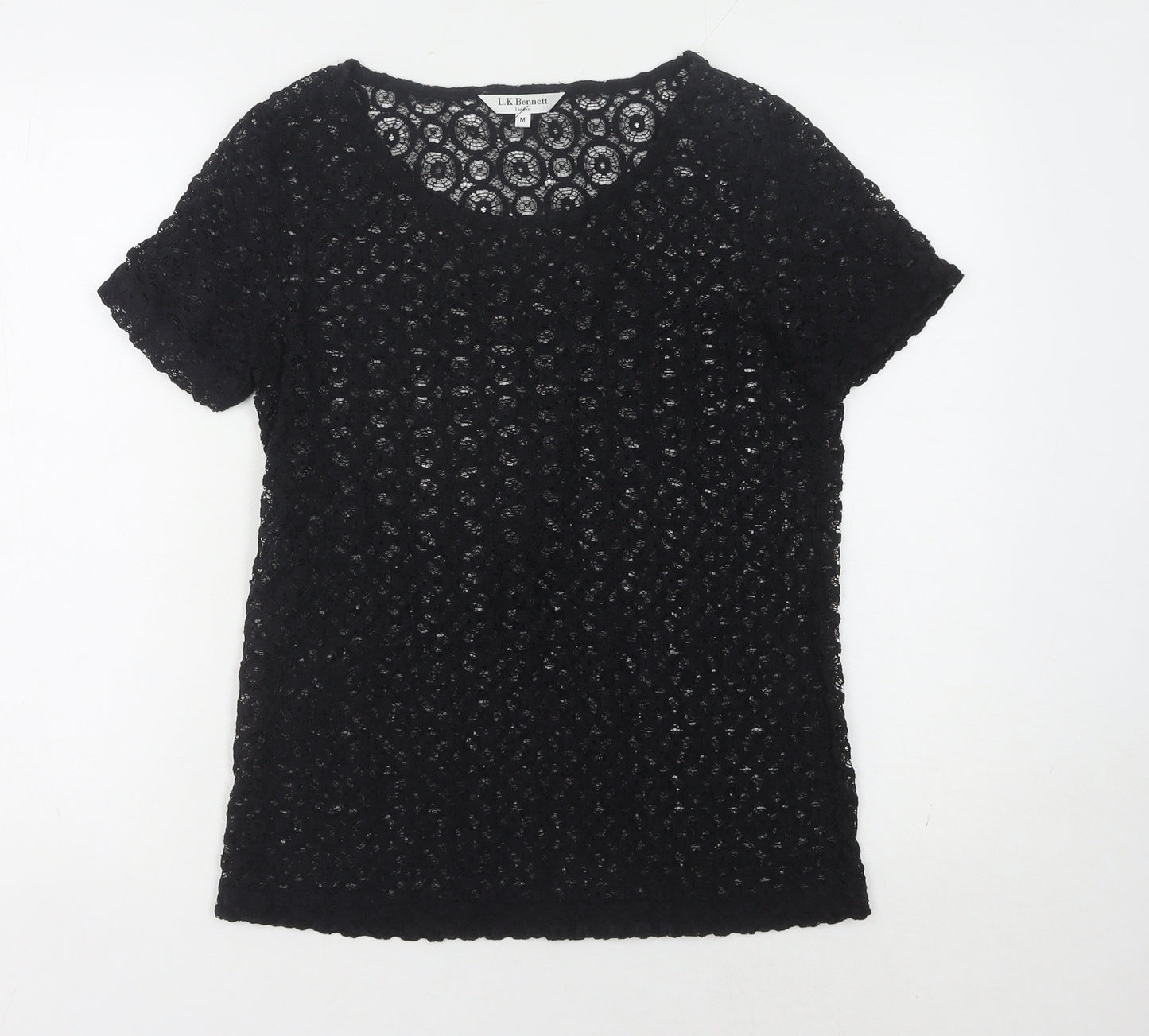 L.K. Bennett Women's Black Lace Top M