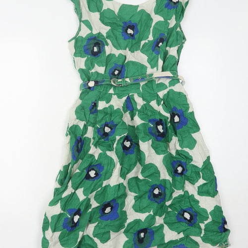 Marks and Spencer Women's Green Floral Dress Size 10