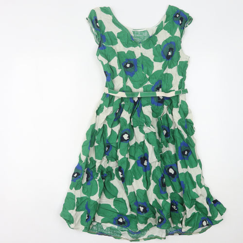 Marks and Spencer Women's Green Floral Dress Size 10