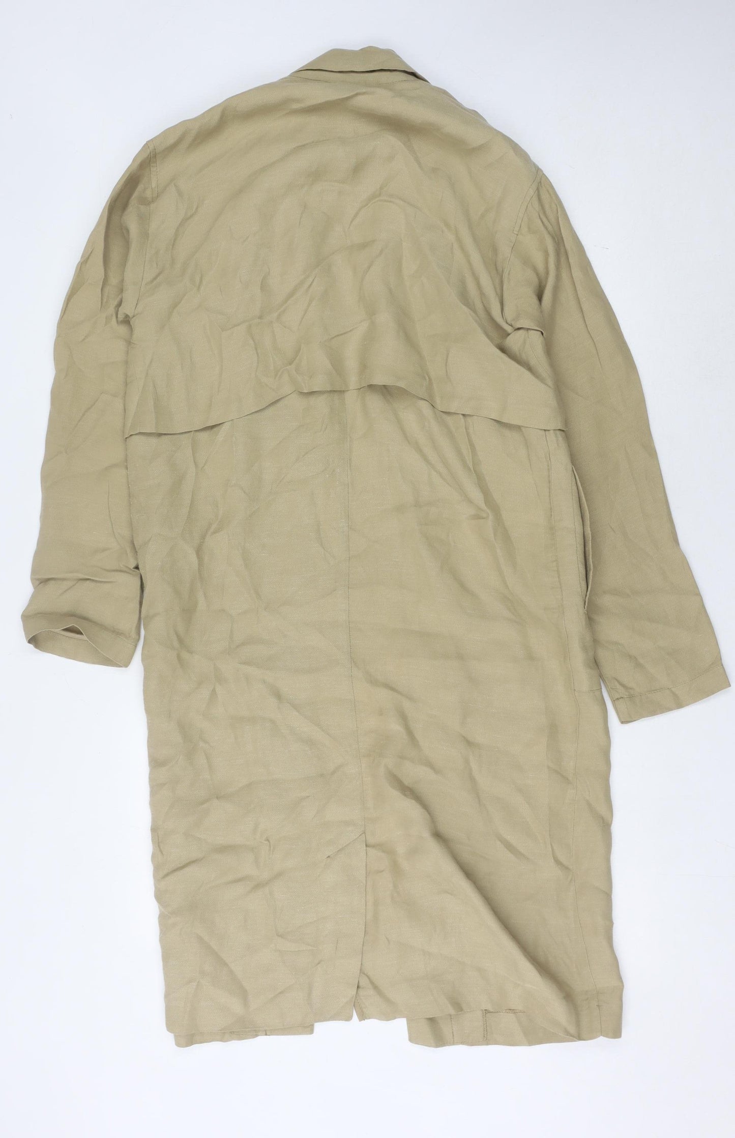 Warehouse Women's Beige Long Overcoat Size 10