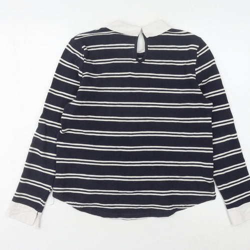 Only Womens Black Collared Striped Pullover Jumper