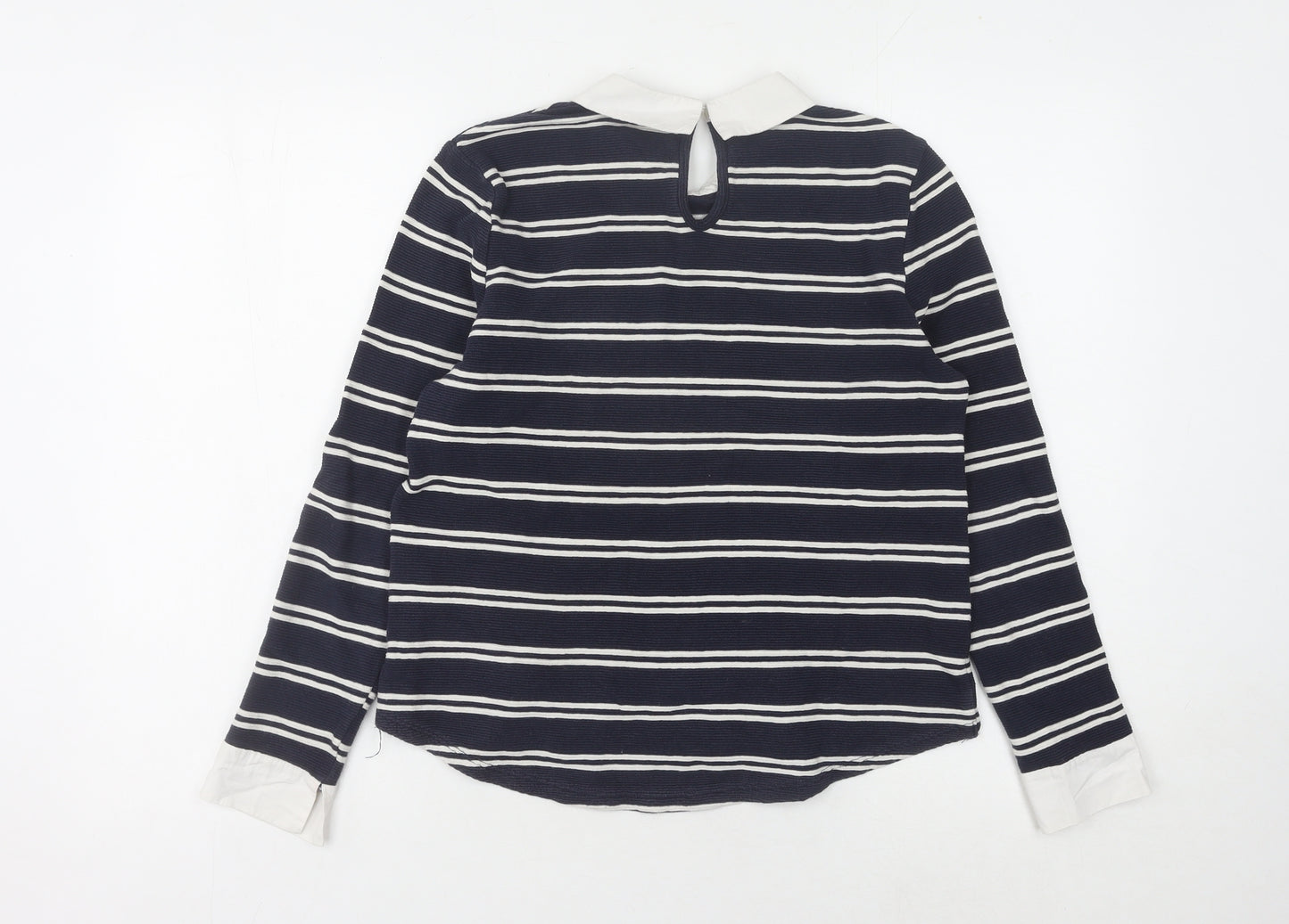 Only Womens Black Collared Striped Pullover Jumper