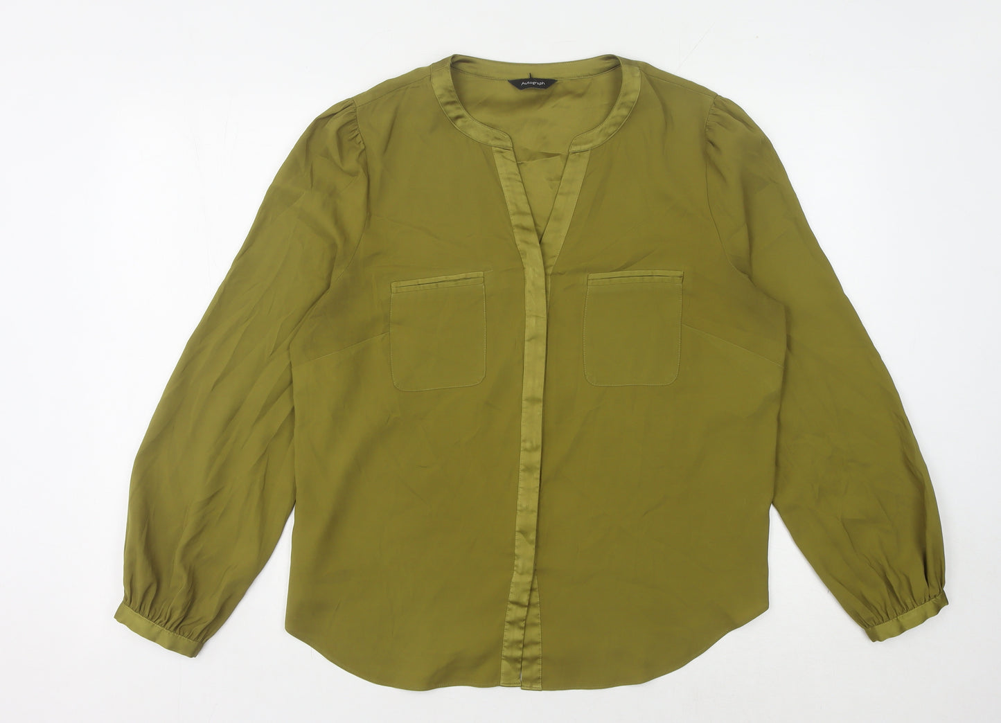Marks and Spencer Women’s Green Blouse, Size 12, V-Neck