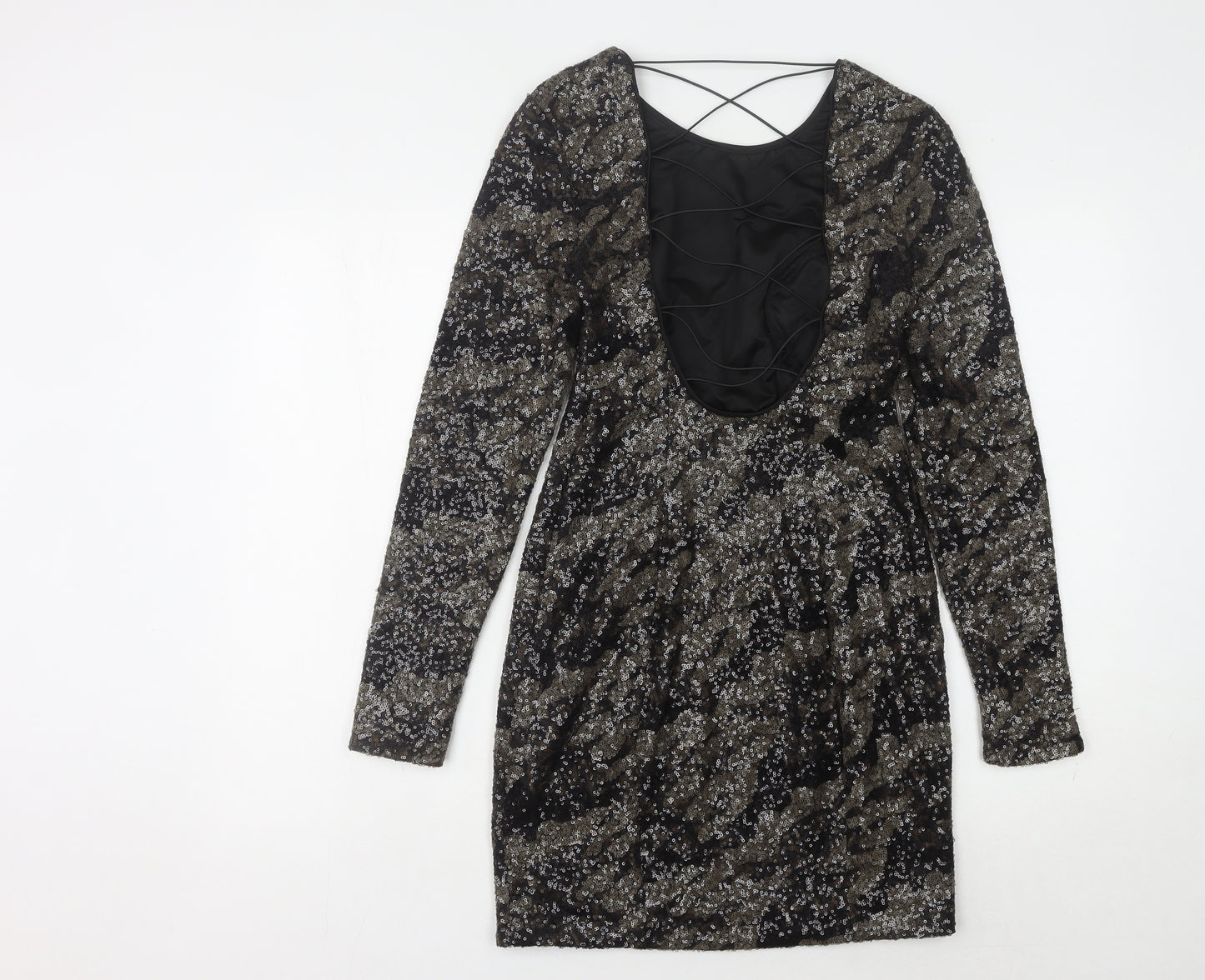 Guess Women's Black Sequin Mini Bodycon Dress Size 6