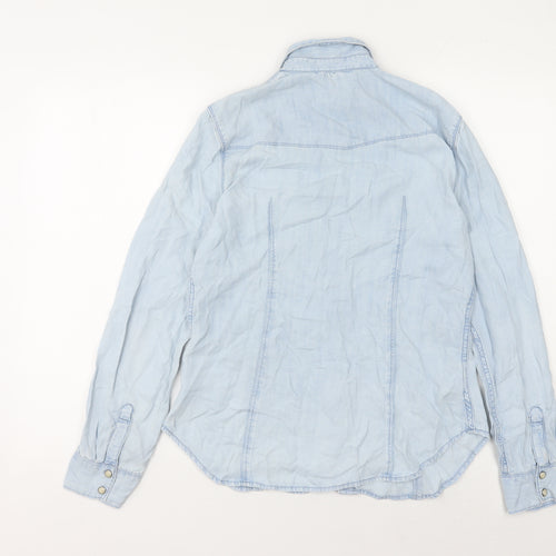 Gap Women's Blue Button-Up Shirt - Size 8