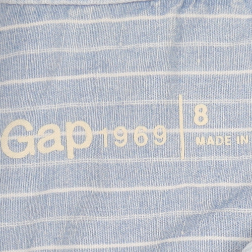 Gap Women's Blue Button-Up Shirt - Size 8