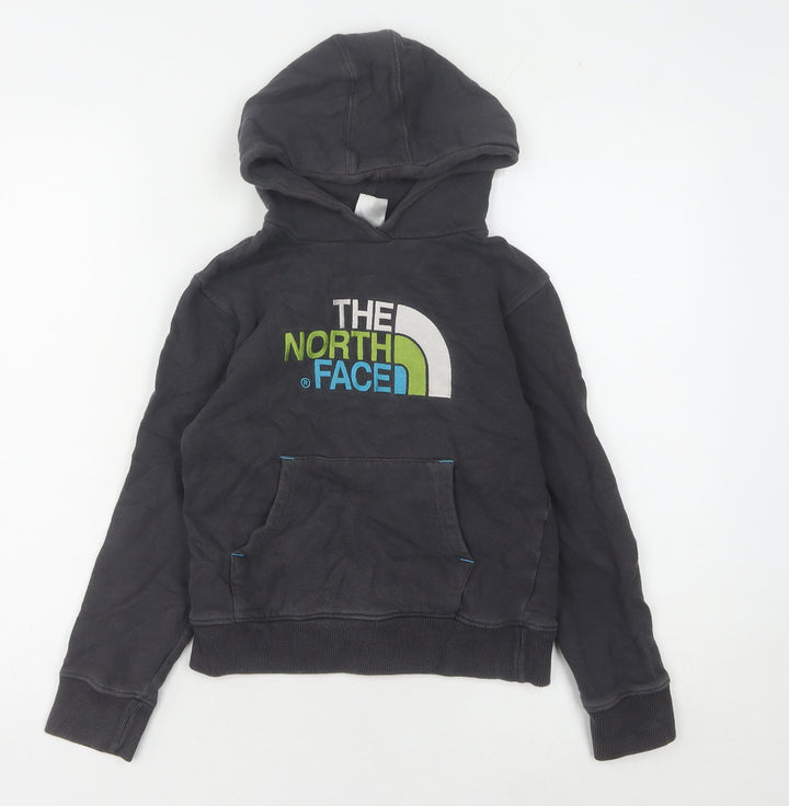 North Face Boys Black Hoodie, Size S, Cotton Pullover