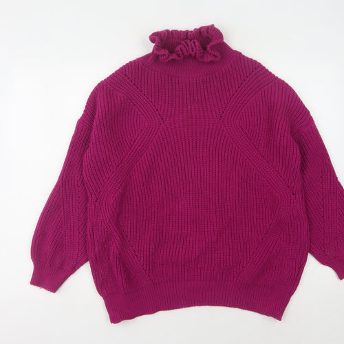 Topshop Women's Purple High Neck Pullover Jumper UK 6