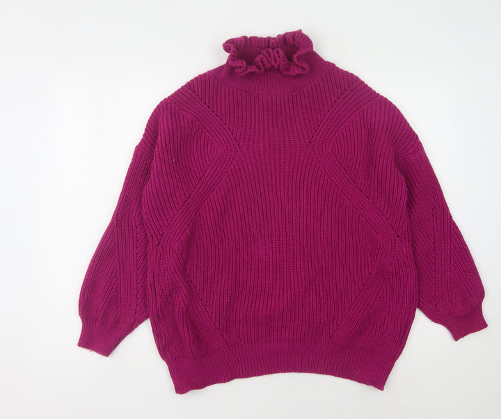 Topshop Women's Purple High Neck Pullover Jumper UK 6