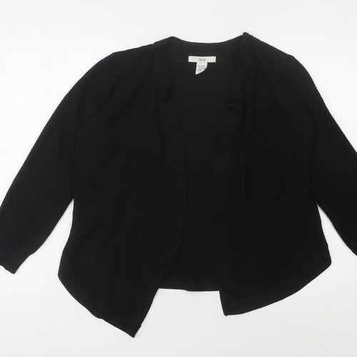 Isela Women's Black Open Front Cardigan M Polyester