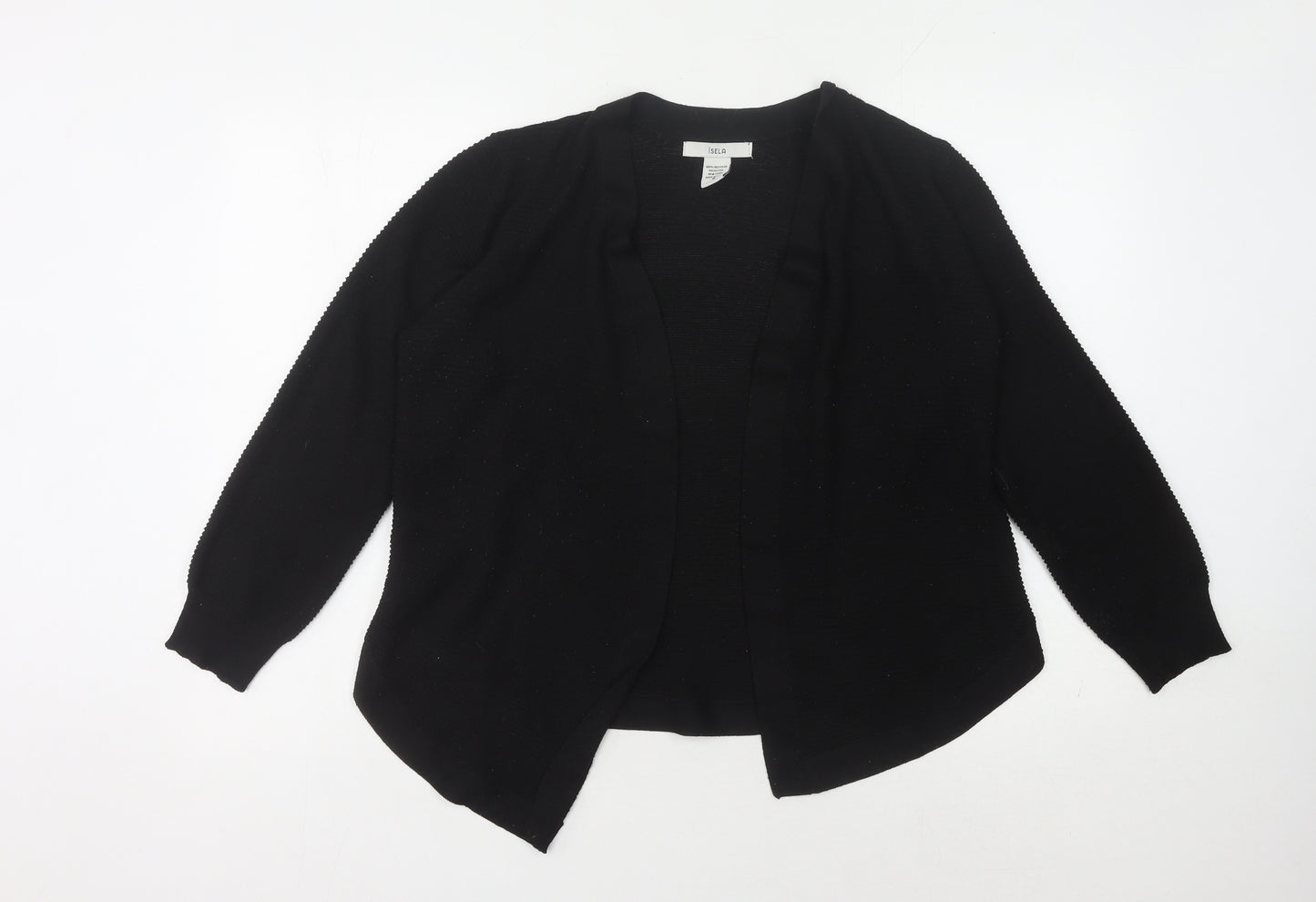 Isela Women's Black Open Front Cardigan M Polyester
