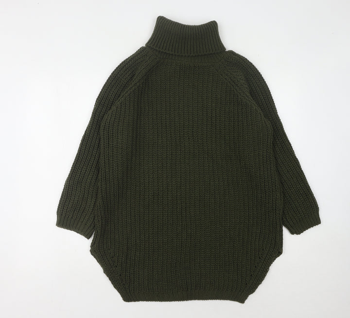 Quiz Women's Green Roll Neck Jumper, Size S, Relaxed Fit