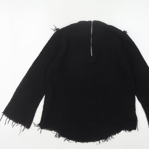 Zara Women's Black High Neck Chunky-Knit Jumper, S