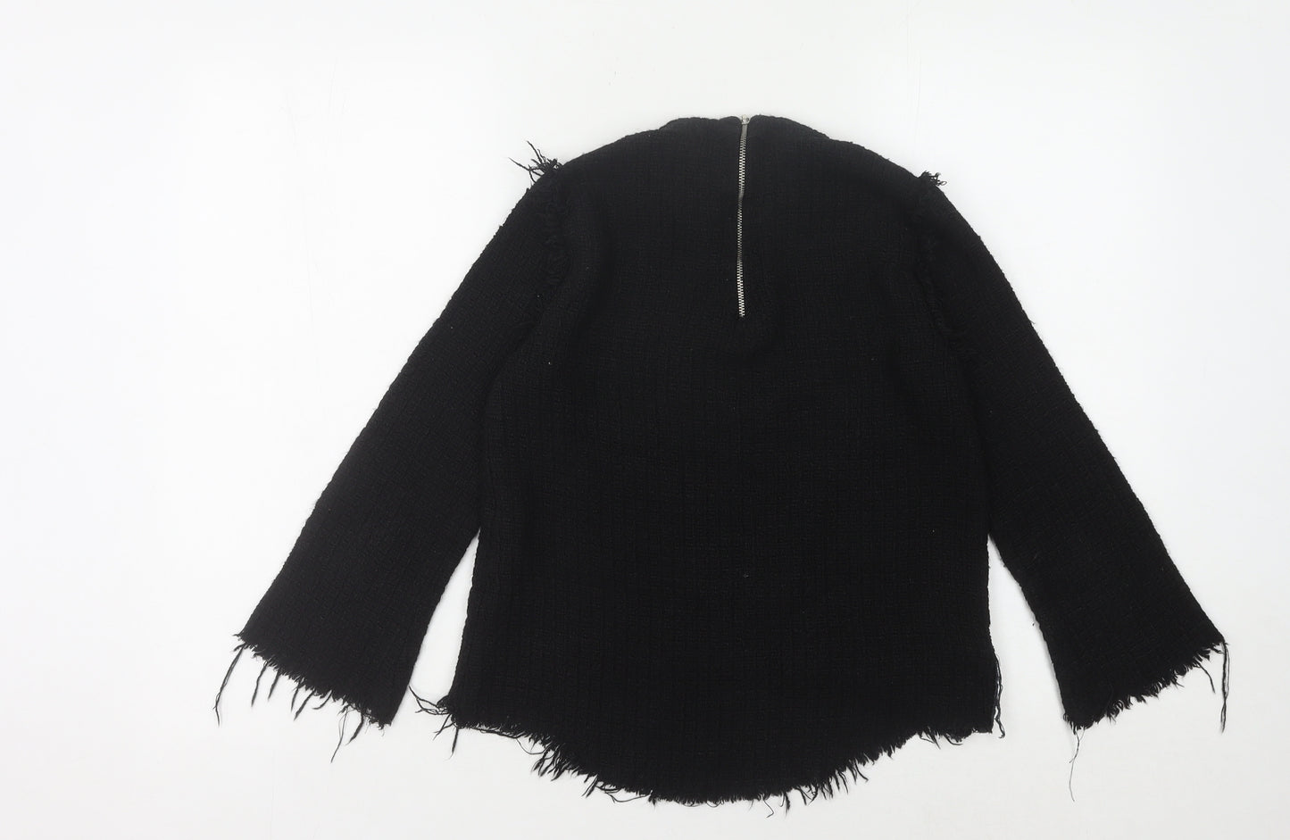 Zara Women's Black High Neck Chunky-Knit Jumper, S