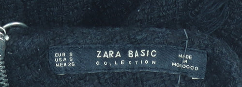 Zara Women's Black High Neck Chunky-Knit Jumper, S
