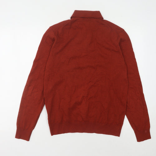 Marks and Spencer Men's Red Polo, Small, Cotton, Long Sleeve