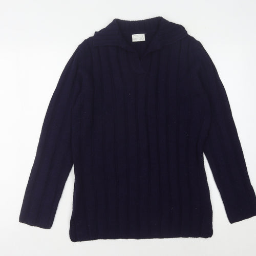Primark Women's Blue Collared Pullover Jumper Size 10-12