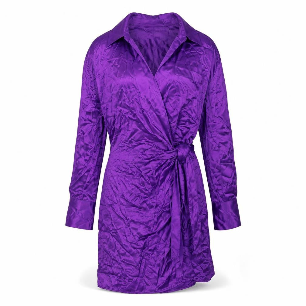 Front view of Zara Purple Collared Dress - Women's, size 12