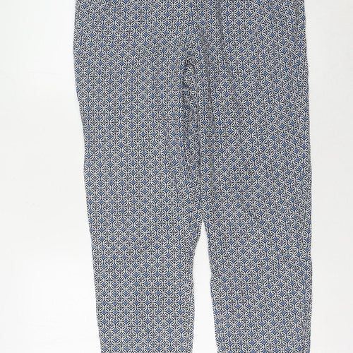 Marks and Spencer Blue Geometric Tapered Trousers, Size 10