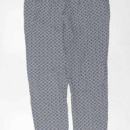 Marks and Spencer Blue Geometric Tapered Trousers, Size 10