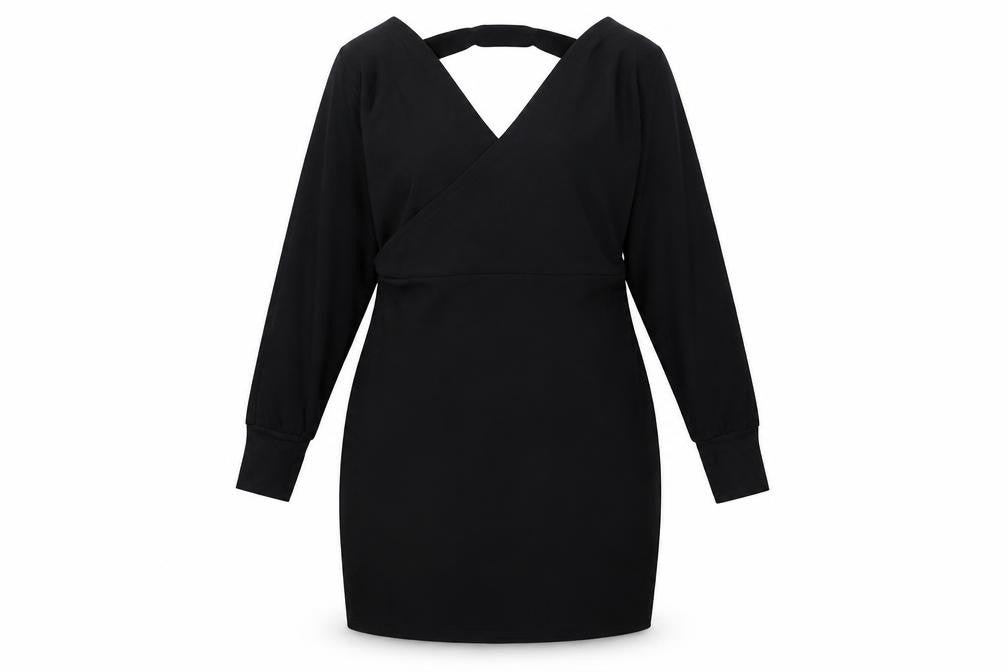 Front view of Yoins Women's Black Sheath Dress L - Elegant Classic Style