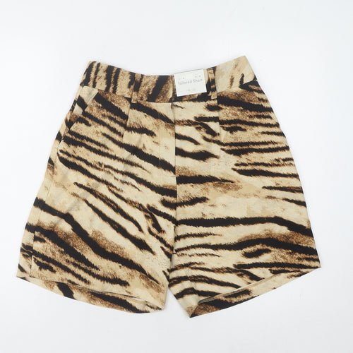 F&F Women's Beige Animal Print Shorts - Size 8