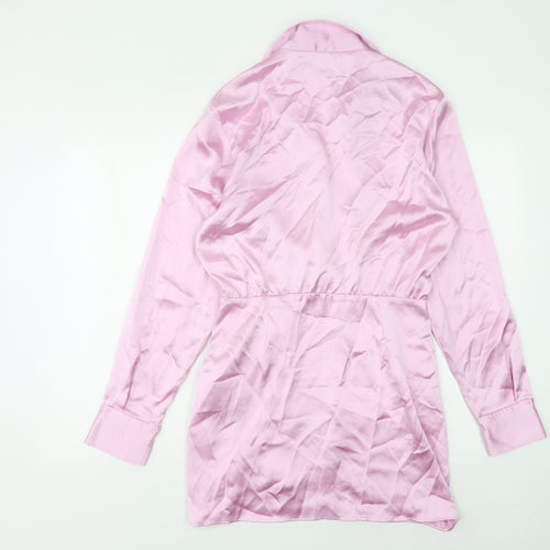 Zara Women's Pink Shirt Dress, Size 12, Spring Classic