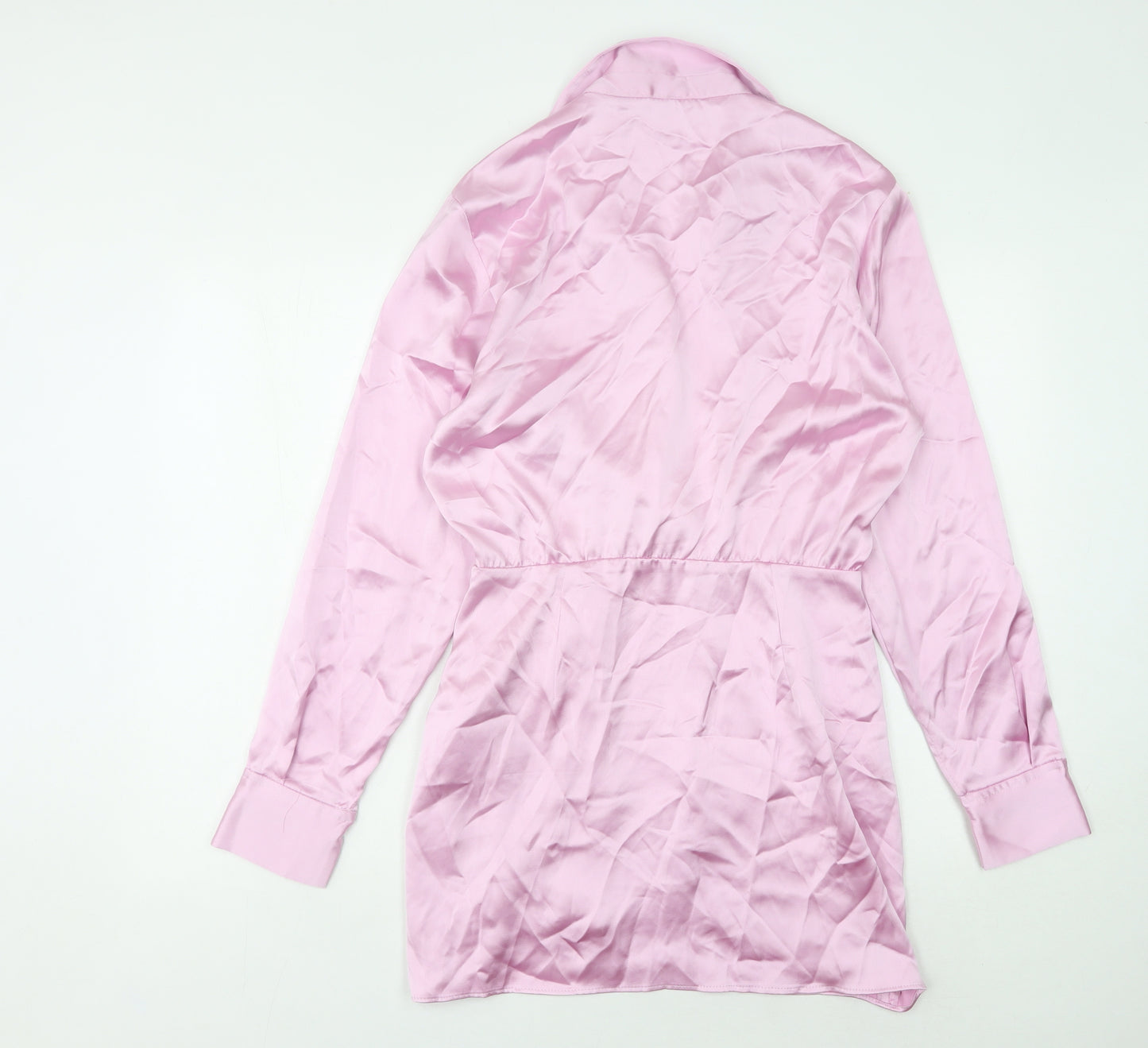 Zara Women's Pink Shirt Dress, Size 12, Spring Classic