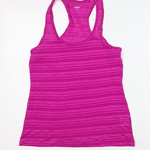 SHAMP Women's Pink M Striped Racerback Tank Top