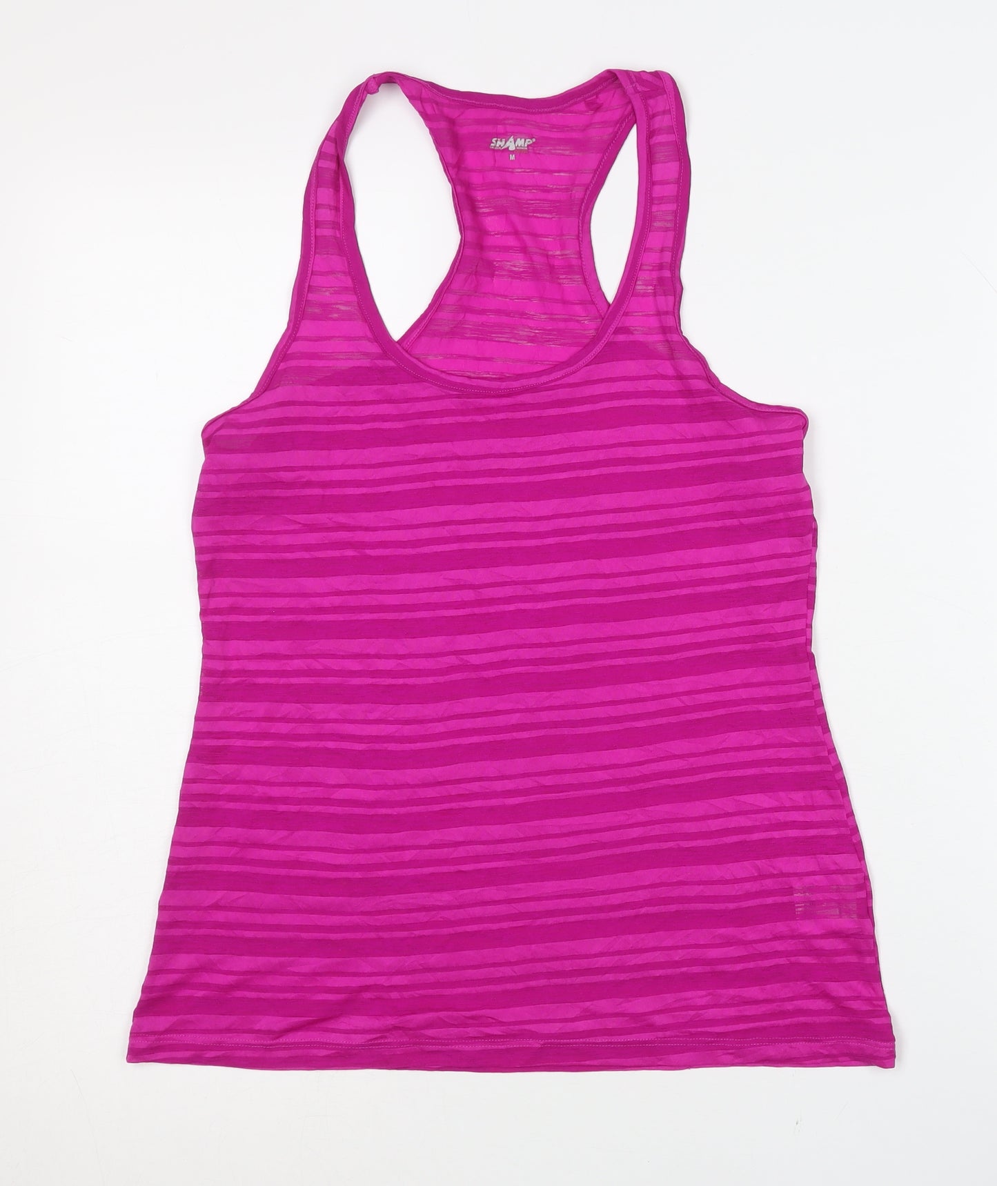 SHAMP Women's Pink M Striped Racerback Tank Top