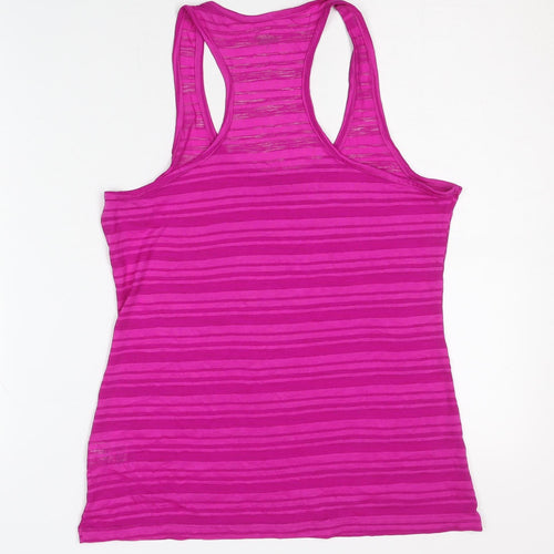 SHAMP Women's Pink M Striped Racerback Tank Top