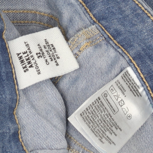 H&M Men's Blue Skinny Jeans, Size 32, Light Wash