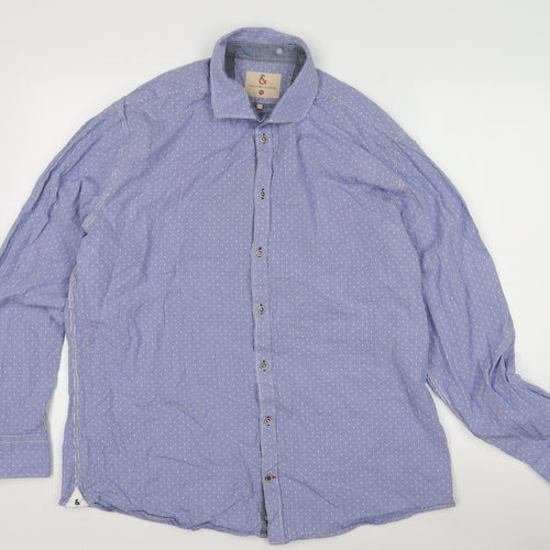 Colours & Sons Men's Blue Geometric Long Sleeve Shirt