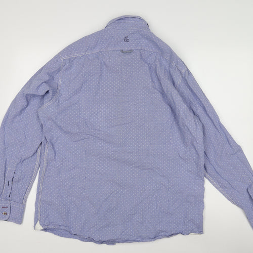 Colours & Sons Men's Blue Geometric Long Sleeve Shirt