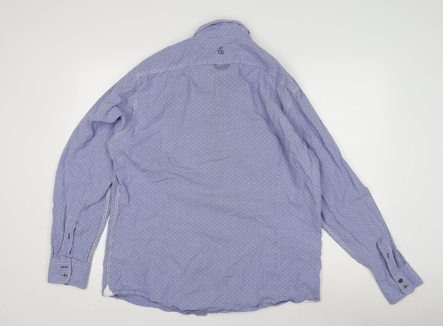 Colours & Sons Men's Blue Geometric Long Sleeve Shirt