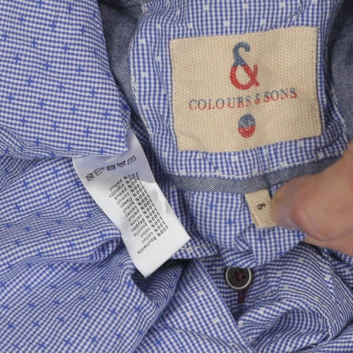 Colours & Sons Men's Blue Geometric Long Sleeve Shirt
