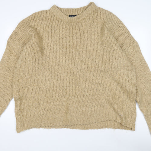 Boohoo Women's Beige Pullover Jumper, M, Chunky Knit