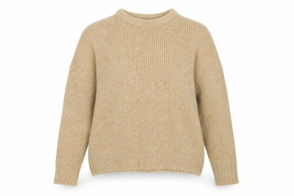 Front view of Boohoo Women's Beige jumper, M, Chunky Knit