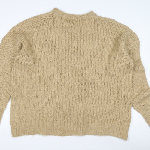 Boohoo Women's Beige Pullover Jumper, M, Chunky Knit